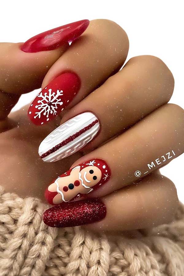 Red Gel Christmas Nails
