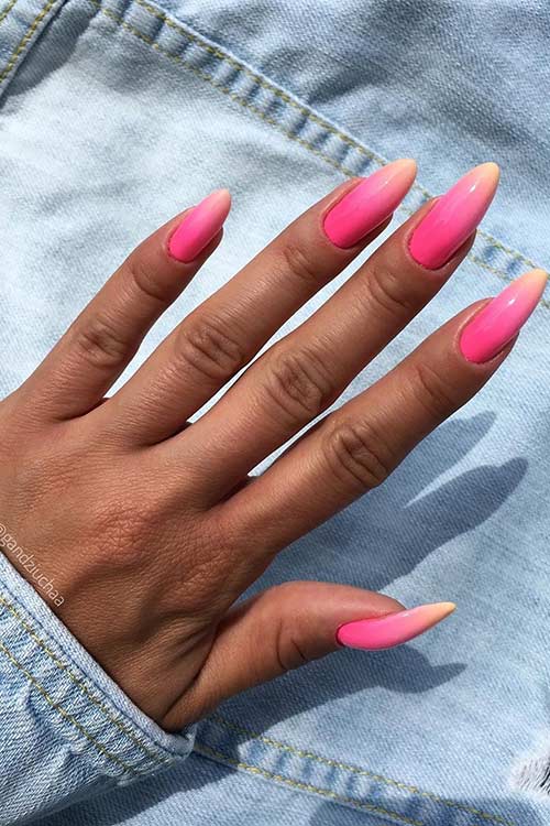 Pink Ombre Almond Nails