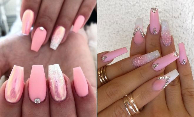 1. Pink and White Ombre Nails with Silver Accents - wide 5