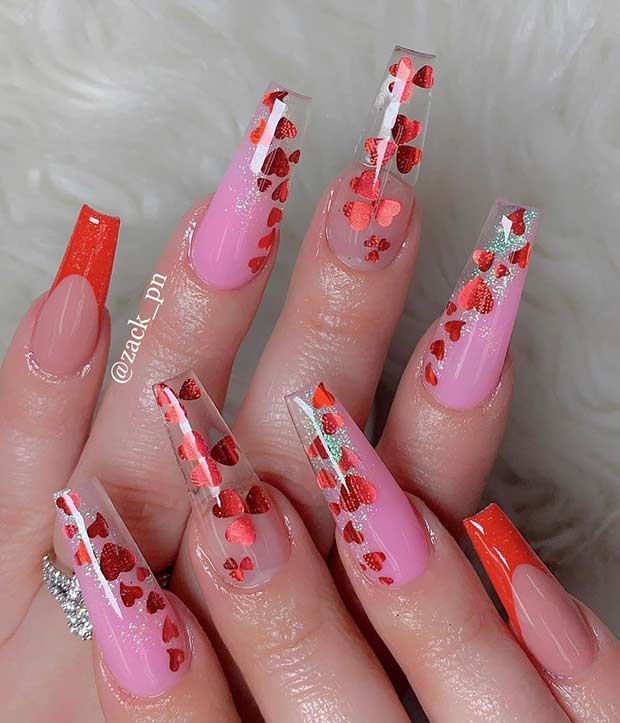 Coffin Nails with Hearts