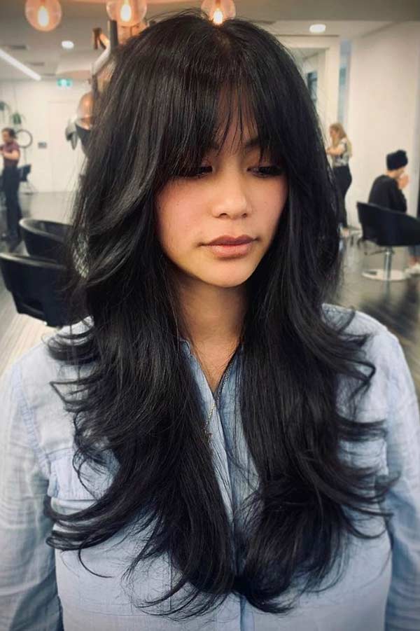 Long Feathered Hair with Bangs