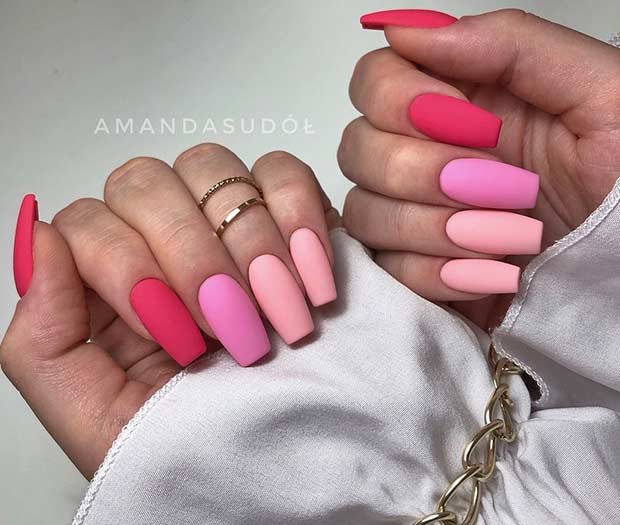 Pretty Matte Pink Nails